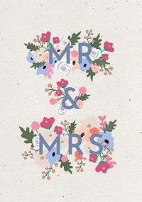 Mr & Mrs Floral Wedding Card