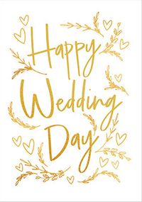 Happy Wedding Day Gold Text Card