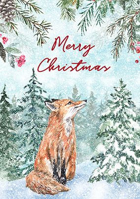 Christmas Fox Traditional Card