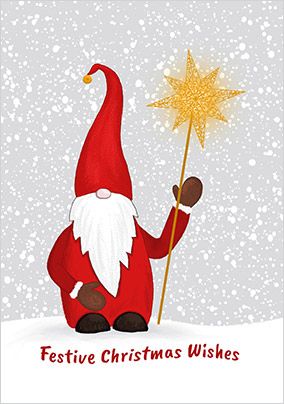 Festive Christmas Wishes Gnome Card
