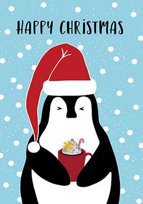 Merry Christmas Penguin Cocoa Card