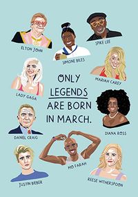 Celebrities Born in March Birthday Card