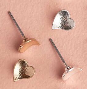 Heart Earring Set Gold & Silver Plated