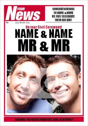 Your News - Civil Ceremony Male Wedding Card