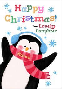 Tap to view Happy Christmas Illustrated Penguin Lovely Daughter Card