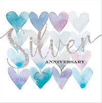 Silver Anniversary Hearts Card