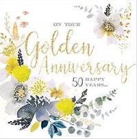 Golden Anniversary Floral Card