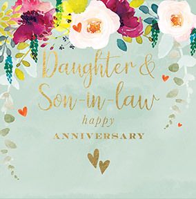 Happy Anniversary Daughter /& Son-in-law or Son /& Daughter-in-law A5 Card