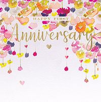 Happy First Anniversary Floral Card