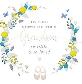 Floral Birth Of Your Grandson Card