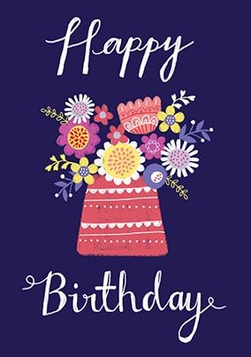 Floral Vase Birthday Card