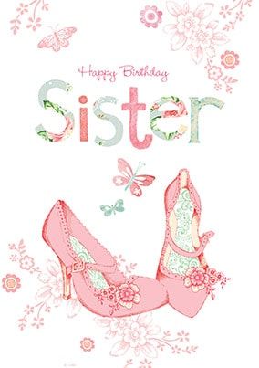 Happy Birthday Sister Shoes Card