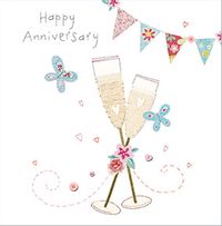 Tap to view Champagne Flutes Anniversary Card - Button Box