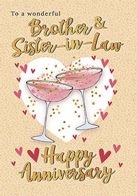 Tap to view Brother and Sister-in-Law champagne glasses Anniversary Card