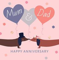 Mum and Dad Sausage Dog Anniversary Card