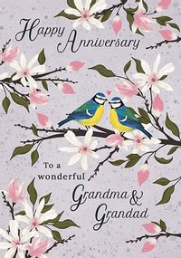 Grandma & Grandad Bluetit Anniversary Card