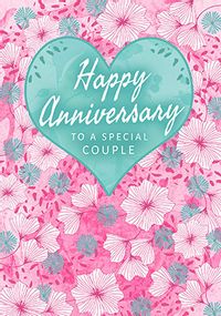 Pink Flowers Special Couple Anniversary Card