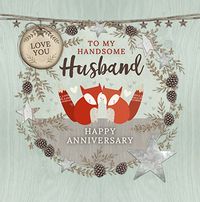 Tap to view Handsome Husband Fox Anniversary Card