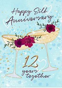 12th Wedding Anniversary Glasses Card
