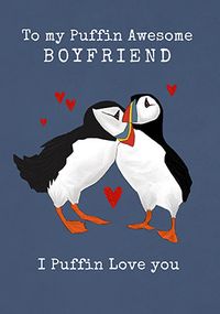 Tap to view Puffin Awesome Boyfriend Anniversary Card