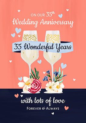 35th Wedding Anniversary Champagne Card