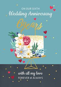 6th Wedding Anniversary Cake Card