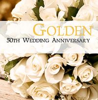 50th Wedding Anniversary Card - Golden