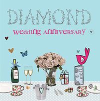 Cupcake & Wellies Wedding Anniversary Card - Diamond