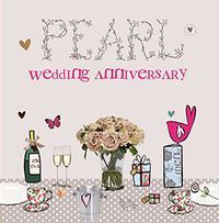 Tap to view Cupcake & Wellies Pearl Wedding Anniversary Card