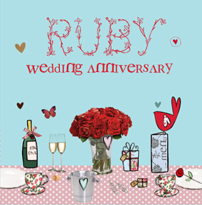 40 Years - Ruby Anniversary Personalised Card | Funky Pigeon
