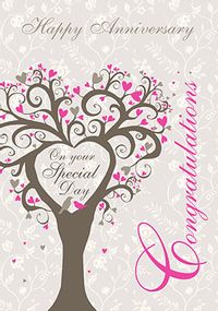 Silver Wedding Anniversary Card - Lovetree