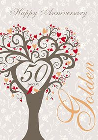 Golden Wedding Anniversary Card - Lovetree
