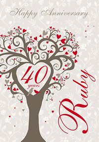 Ruby Wedding Anniversary Card - Lovetree
