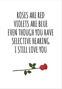 Selective Hearing Valentine's Card