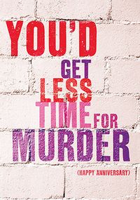 Tap to view Less time for Murder Anniversary Card