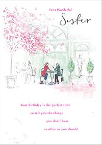 For a Wonderful Sister Café Birthday Card