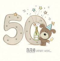 Tap to view Cute Dog and Fizz 50th Birthday Card