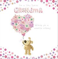 Dog and Heart Bouquet Grandma Birthday Card