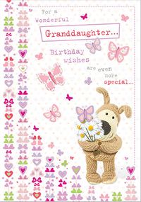 Dog and Butterflies Granddaughter Birthday Card