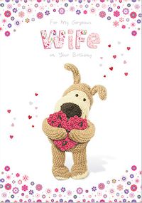Dog and Roses Gorgeous Wife Birthday Card