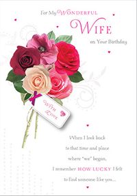Tap to view Bouquet of Roses Wife Birthday Card