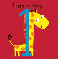 Kids Giraffe 1st Birthday Card