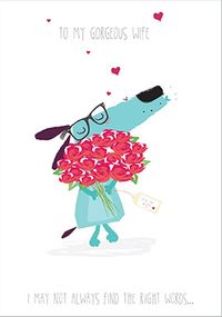 Tap to view Dog with Roses Gorgeous Wife Birthday Card