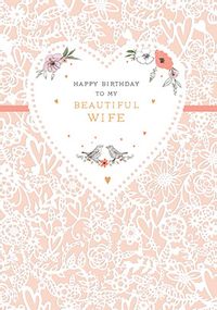 Tap to view White Lace Beautiful Wife Birthday Card