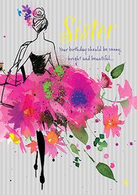 Shiny, Bright & Beautiful Sister Birthday Card