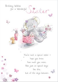 Tap to view Elephant Birthday Wishes Sister Birthday Card
