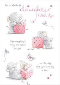 Wonderful Daughter Elephant Birthday Card