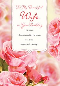 Pink Roses Beautiful Wife Birthday Card