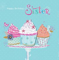 Tap to view Pretty Cupcakes Sister Birthday Card