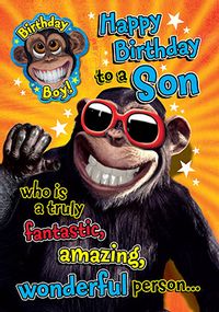 Crazy Chimp Son Birthday Card